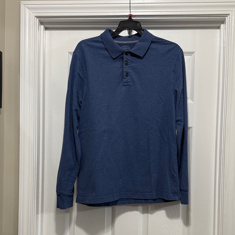 St. John's Bay Navy Long Sleeve Polo - Size Medium